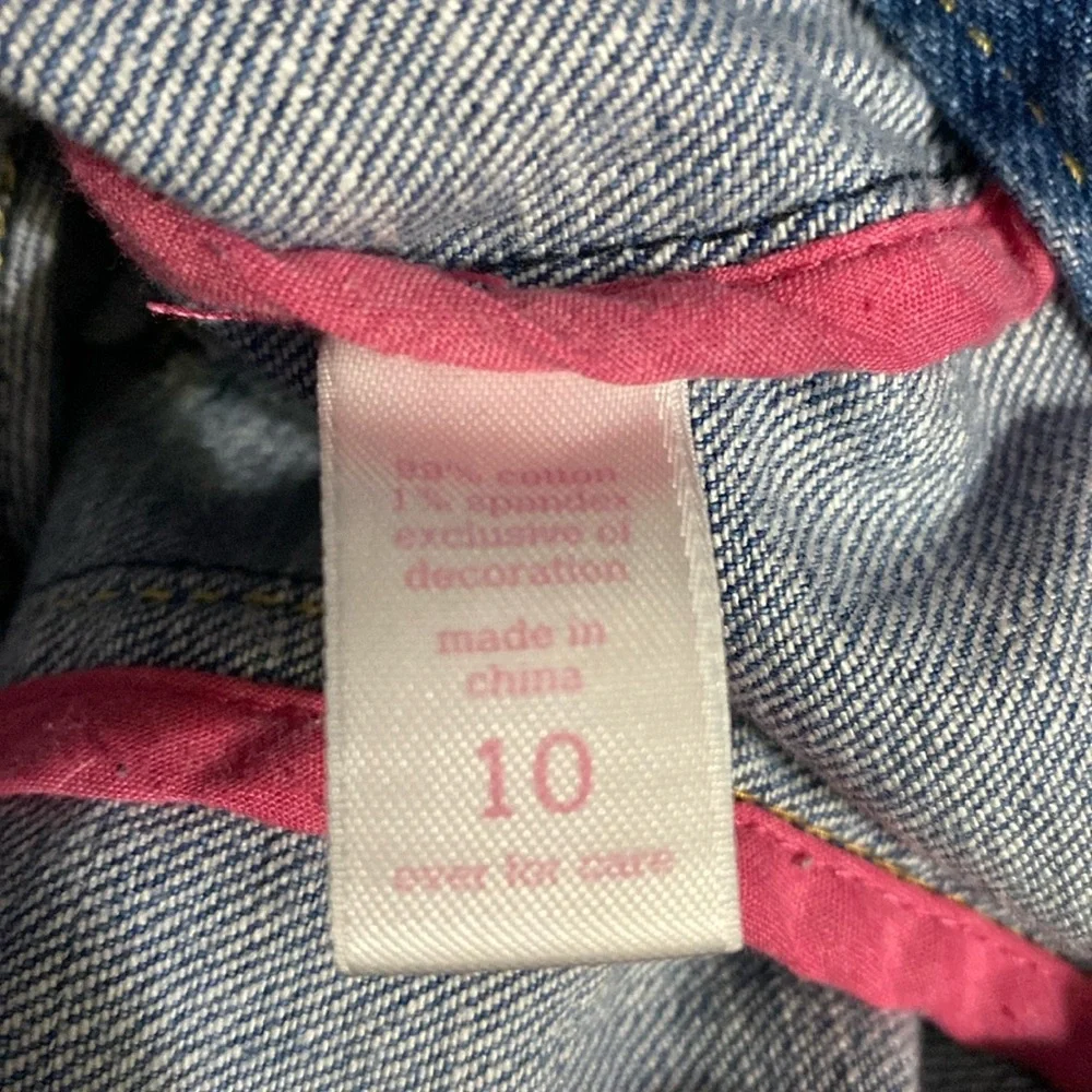 Justice Jean Jacket, Medium wash, Denim, Sz 10, Crop, Trucker, Embroidery​